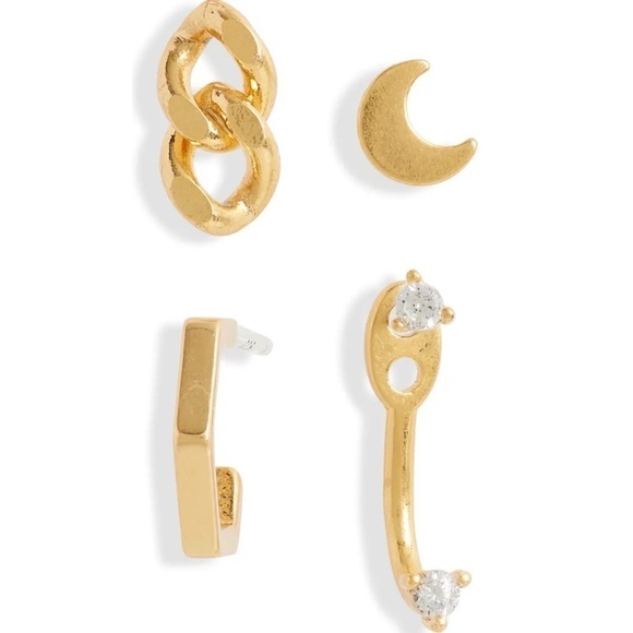 Madewell Mix & Match Vintage Gold Tone Solo Earrings Set NWT - Picture 1 of 2